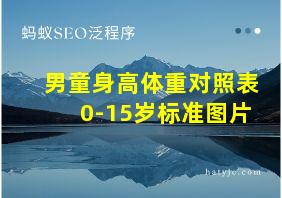 男童身高体重对照表0-15岁标准图片