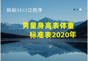 男童身高表体重标准表2020年