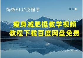 瘦身减肥操教学视频教程下载百度网盘免费