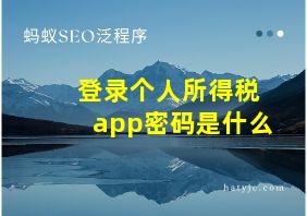 登录个人所得税app密码是什么