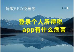 登录个人所得税app有什么危害