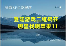 登陆游戏二维码在哪里找啊苹果11