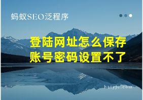 登陆网址怎么保存账号密码设置不了