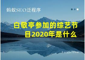 白敬亭参加的综艺节目2020年是什么