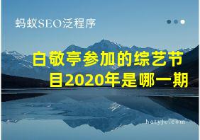 白敬亭参加的综艺节目2020年是哪一期