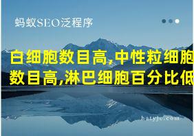 白细胞数目高,中性粒细胞数目高,淋巴细胞百分比低