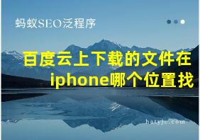 百度云上下载的文件在iphone哪个位置找