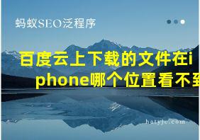 百度云上下载的文件在iphone哪个位置看不到