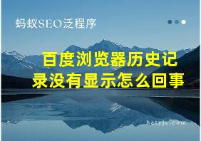 百度浏览器历史记录没有显示怎么回事