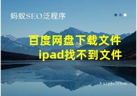 百度网盘下载文件ipad找不到文件