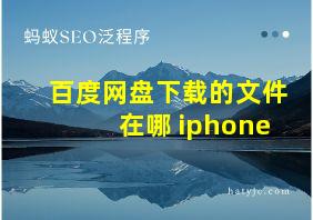 百度网盘下载的文件在哪 iphone