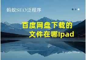 百度网盘下载的文件在哪Ipad