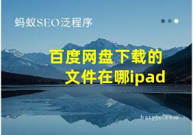 百度网盘下载的文件在哪ipad