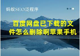 百度网盘已下载的文件怎么删除啊苹果手机