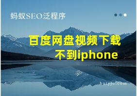 百度网盘视频下载不到iphone