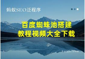 百度蜘蛛池搭建教程视频大全下载