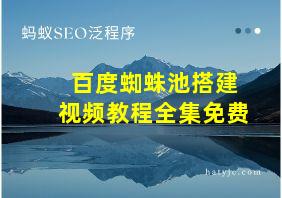 百度蜘蛛池搭建视频教程全集免费