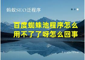 百度蜘蛛池程序怎么用不了了呀怎么回事