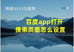 百度app打开搜索页面怎么设置