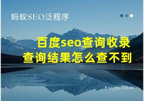 百度seo查询收录查询结果怎么查不到