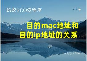 目的mac地址和目的ip地址的关系