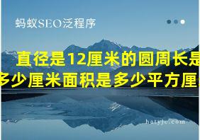 直径是12厘米的圆周长是多少厘米面积是多少平方厘米