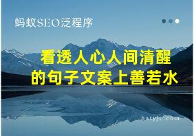 看透人心人间清醒的句子文案上善若水