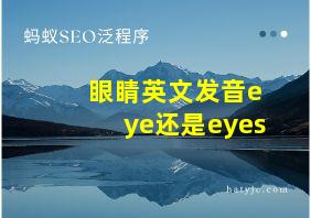 眼睛英文发音eye还是eyes