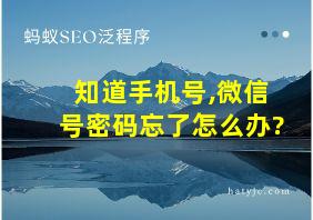 知道手机号,微信号密码忘了怎么办?