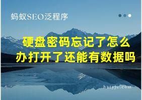 硬盘密码忘记了怎么办打开了还能有数据吗