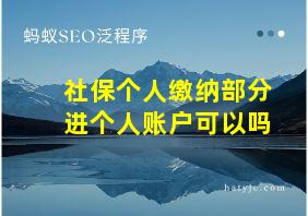 社保个人缴纳部分进个人账户可以吗