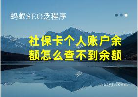 社保卡个人账户余额怎么查不到余额