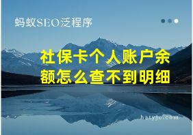 社保卡个人账户余额怎么查不到明细