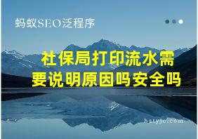 社保局打印流水需要说明原因吗安全吗