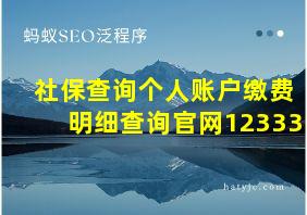 社保查询个人账户缴费明细查询官网12333