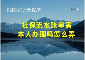 社保流水账单需本人办理吗怎么弄