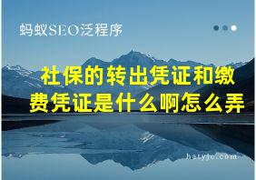 社保的转出凭证和缴费凭证是什么啊怎么弄