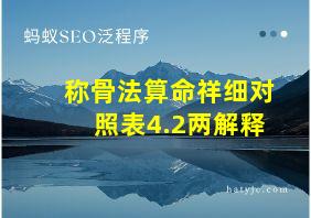 称骨法算命祥细对照表4.2两解释