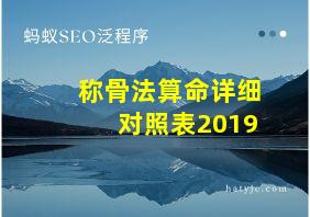 称骨法算命详细对照表2019