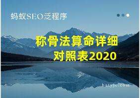 称骨法算命详细对照表2020