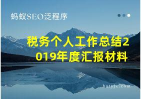 税务个人工作总结2019年度汇报材料