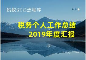 税务个人工作总结2019年度汇报