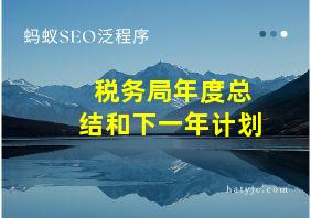 税务局年度总结和下一年计划