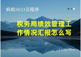 税务局绩效管理工作情况汇报怎么写