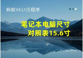 笔记本电脑尺寸对照表15.6寸