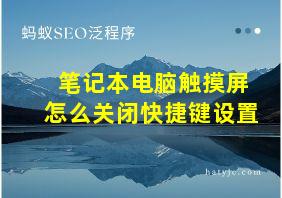 笔记本电脑触摸屏怎么关闭快捷键设置