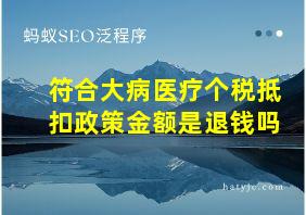 符合大病医疗个税抵扣政策金额是退钱吗