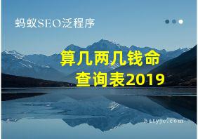 算几两几钱命查询表2019