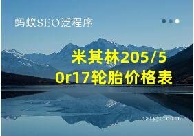 米其林205/50r17轮胎价格表