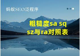 粗糙度sa sq sz与ra对照表